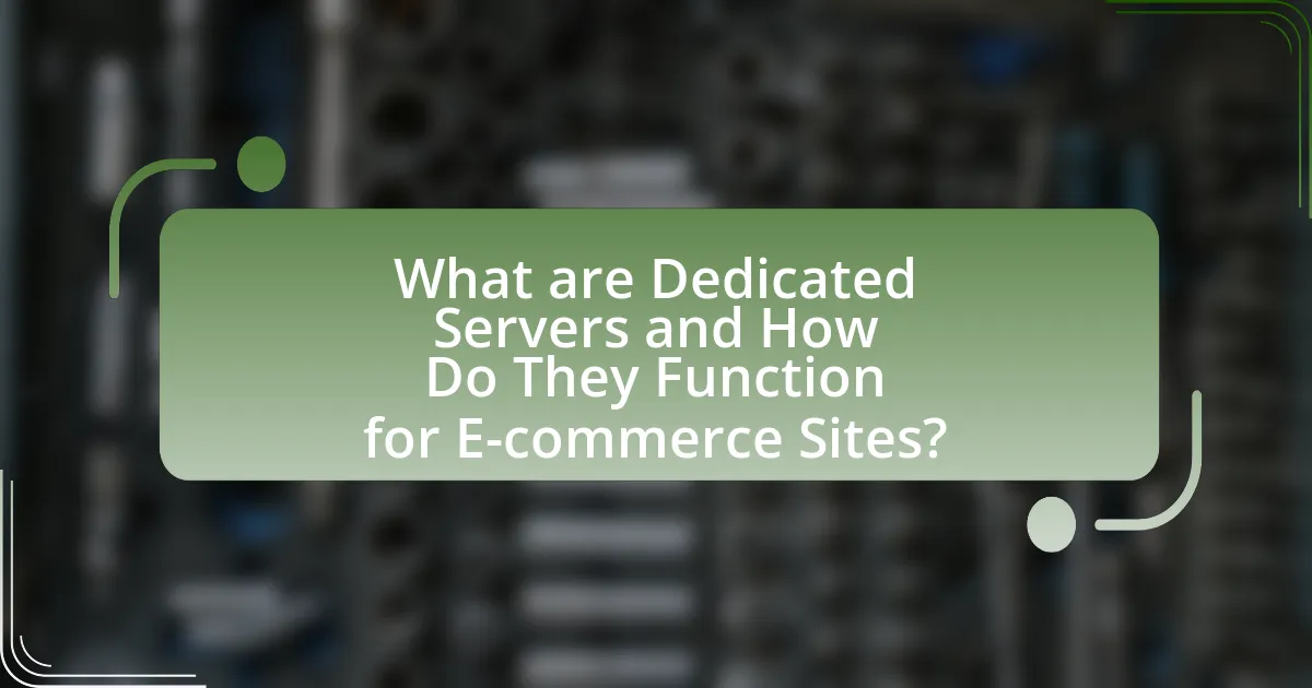 What are Dedicated Servers and How Do They Function for E-commerce Sites?